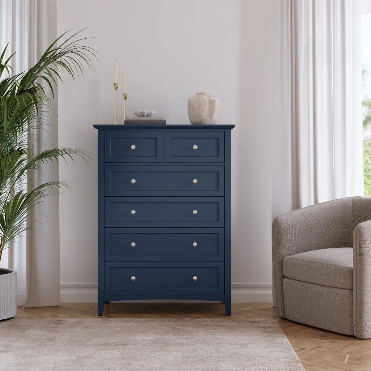 Renee 5-Drawer Solid and Manufactured Wood Chest thumbnail 2